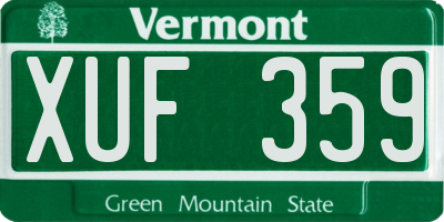 VT license plate XUF359