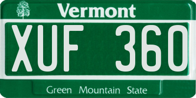 VT license plate XUF360