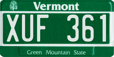 VT license plate XUF361