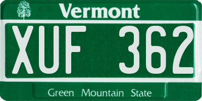 VT license plate XUF362