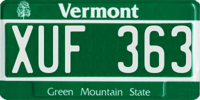 VT license plate XUF363