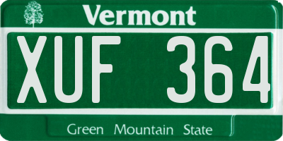 VT license plate XUF364