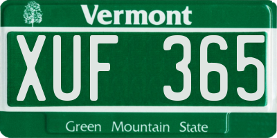VT license plate XUF365