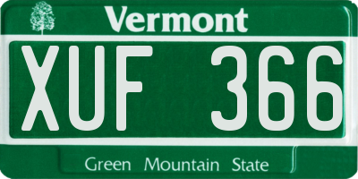VT license plate XUF366