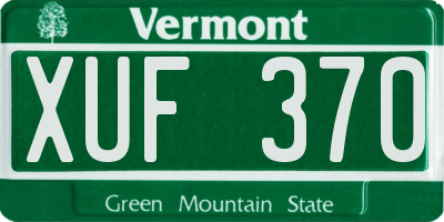 VT license plate XUF370