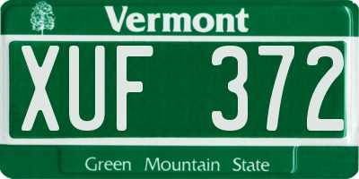 VT license plate XUF372