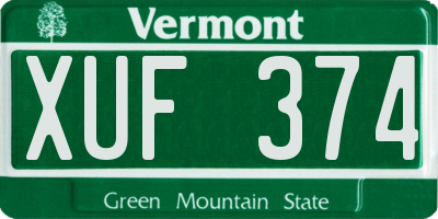 VT license plate XUF374