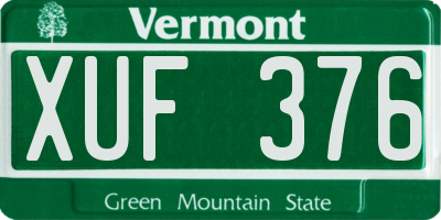 VT license plate XUF376