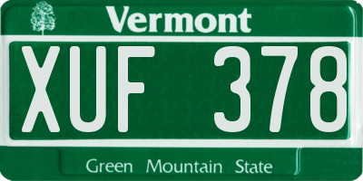 VT license plate XUF378
