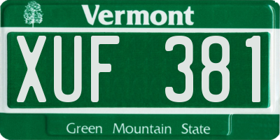 VT license plate XUF381