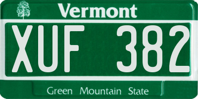VT license plate XUF382