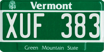 VT license plate XUF383