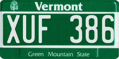 VT license plate XUF386