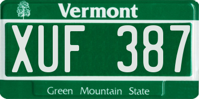 VT license plate XUF387
