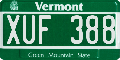 VT license plate XUF388