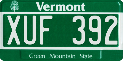 VT license plate XUF392