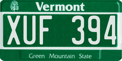 VT license plate XUF394