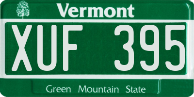 VT license plate XUF395