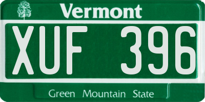 VT license plate XUF396