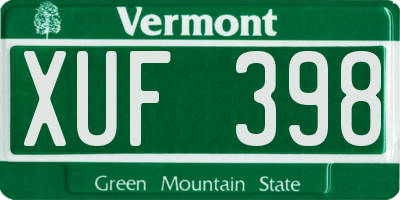 VT license plate XUF398
