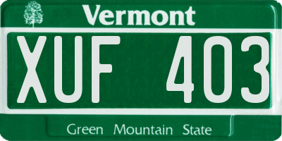 VT license plate XUF403