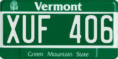 VT license plate XUF406