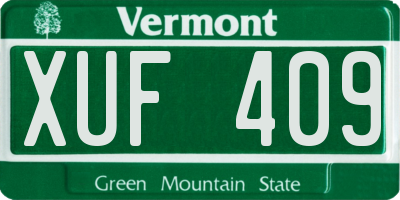 VT license plate XUF409