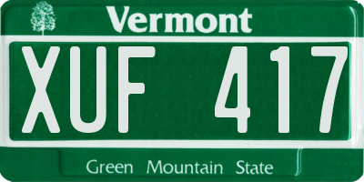 VT license plate XUF417