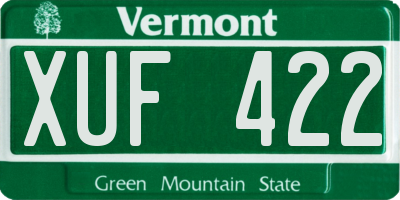 VT license plate XUF422