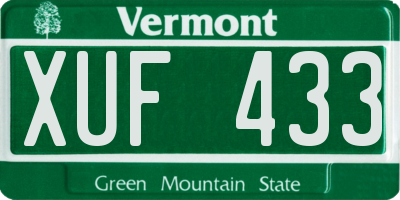 VT license plate XUF433