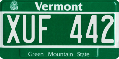VT license plate XUF442