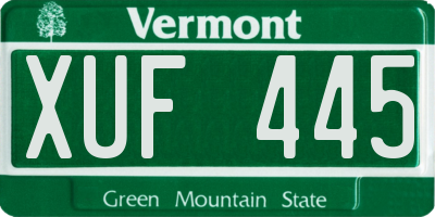 VT license plate XUF445