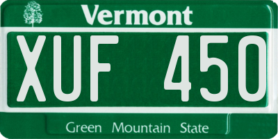 VT license plate XUF450