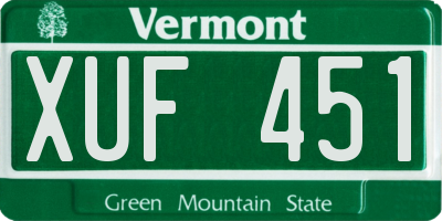 VT license plate XUF451