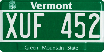 VT license plate XUF452