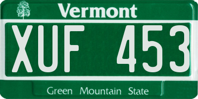 VT license plate XUF453