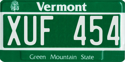 VT license plate XUF454