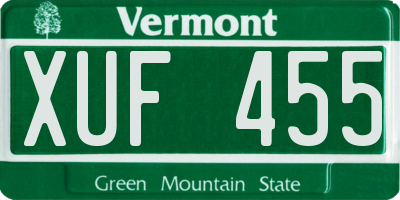 VT license plate XUF455