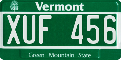 VT license plate XUF456