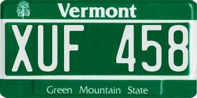 VT license plate XUF458