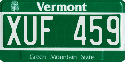 VT license plate XUF459
