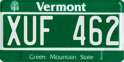 VT license plate XUF462