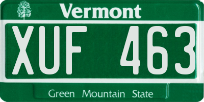 VT license plate XUF463