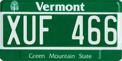 VT license plate XUF466
