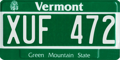 VT license plate XUF472