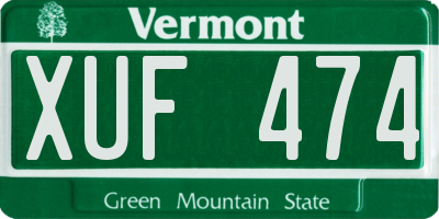 VT license plate XUF474