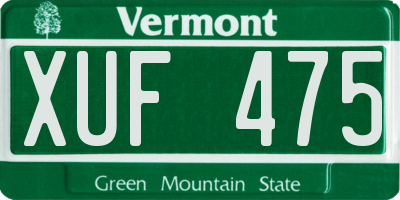 VT license plate XUF475
