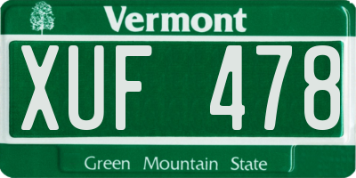 VT license plate XUF478