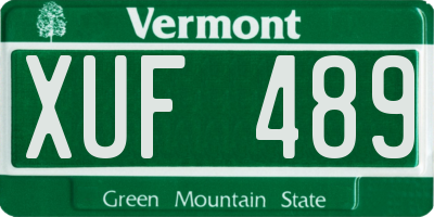 VT license plate XUF489
