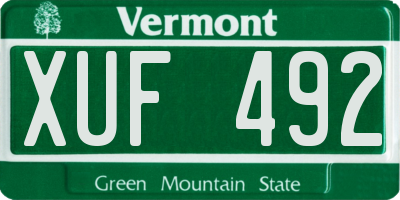 VT license plate XUF492